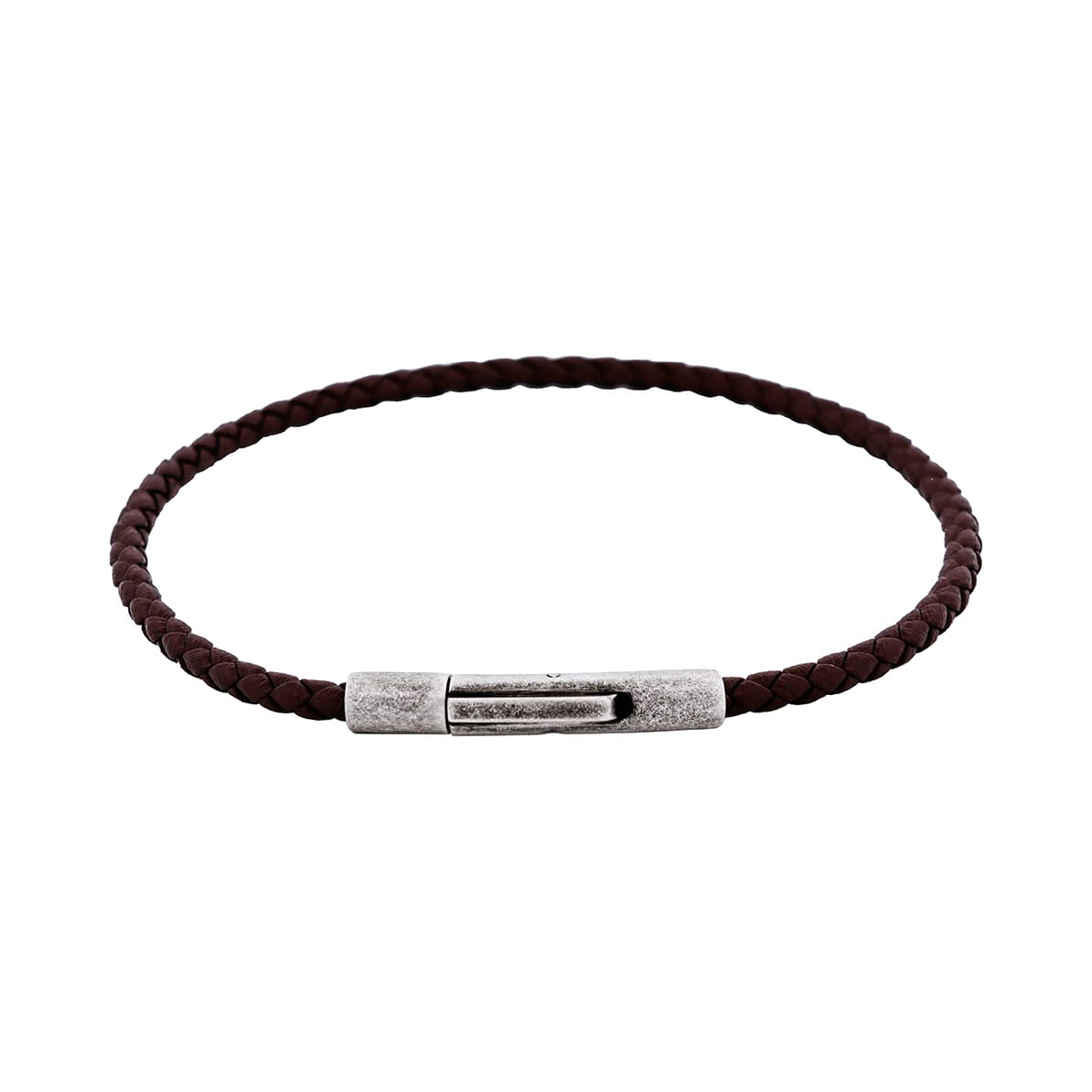 Cudworth MAGRO Leather 3mm with stainless steel clasp bracelet 21.5MM - CIOCCOLATO