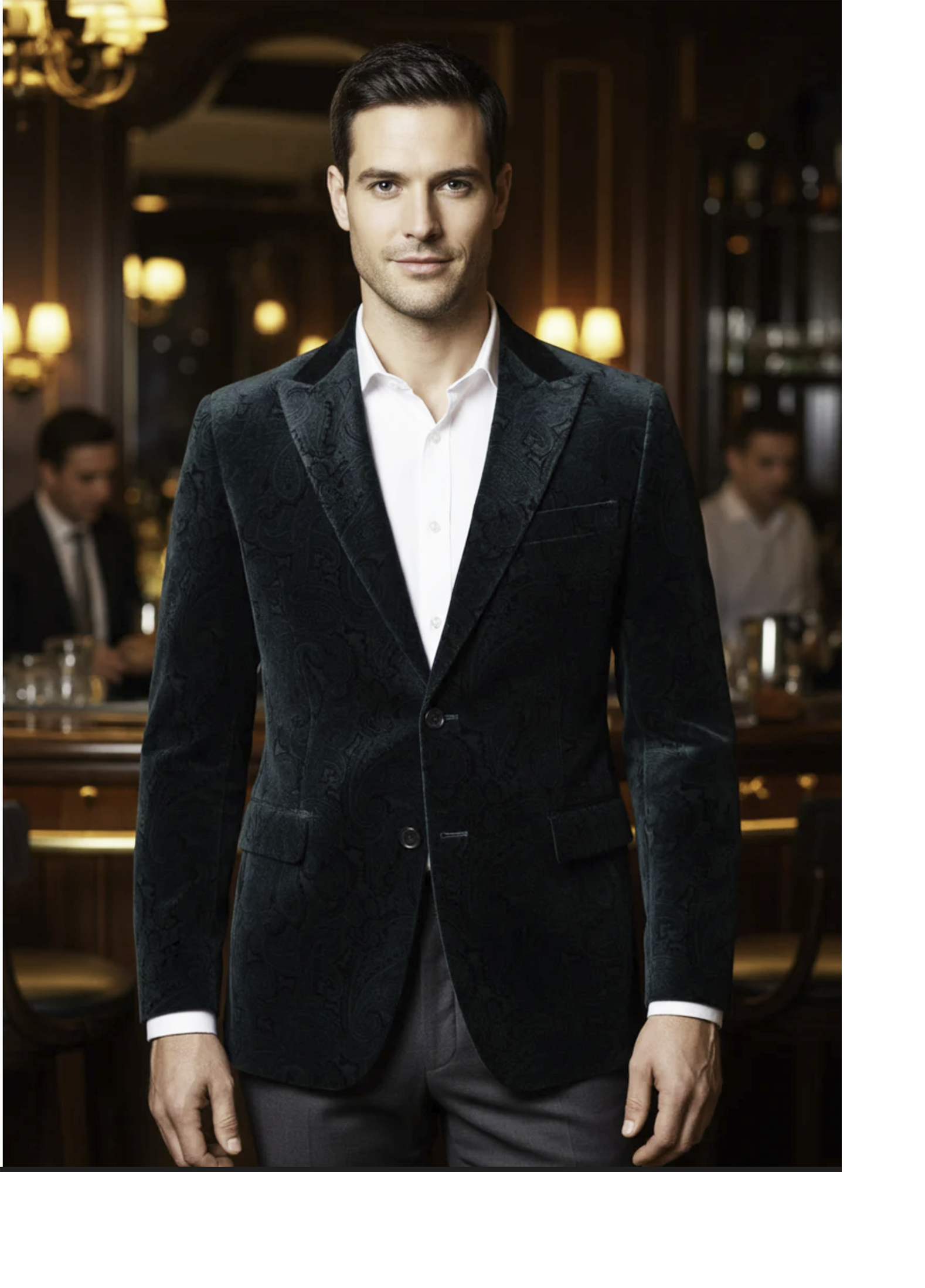 Rembrandt Lyon Bottle Green Paisley Velvet Blazer