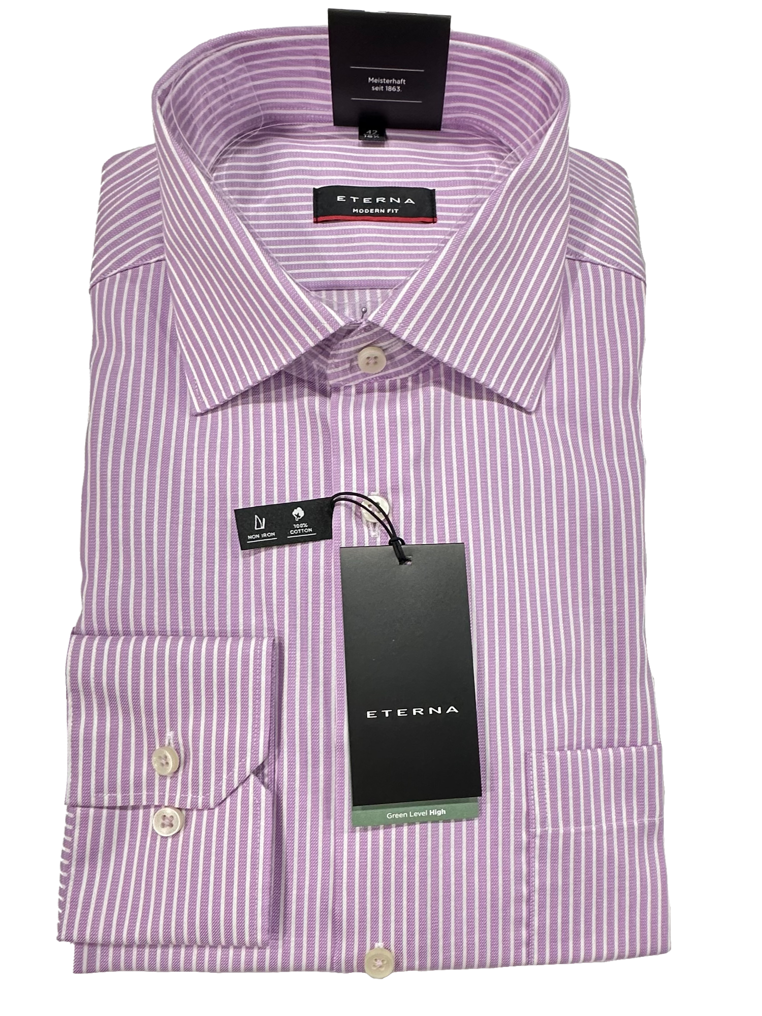 8207/91 Pink Stripe Business L/S Modern Fit Shirt