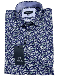 S495 S/S Leaf Print Cotton S/S - Harrys for Menswear
