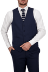 B7 - Navy Saul Waist Coat - Harrys for Menswear