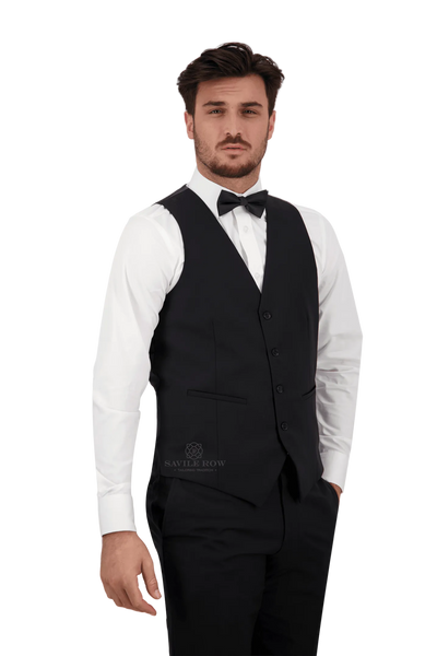 D9 - Black Saul Waist Coat - Harrys for Menswear