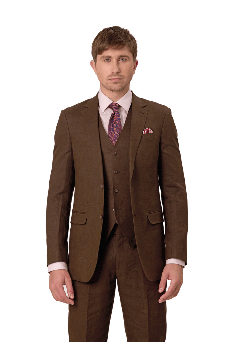 Savile Row Linen Three Piece Suit. Made to perfection as only savile row knows how. Now available at Harrys for Menswear 