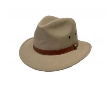 2830 - Blocked Canvas Hat w Leather Band