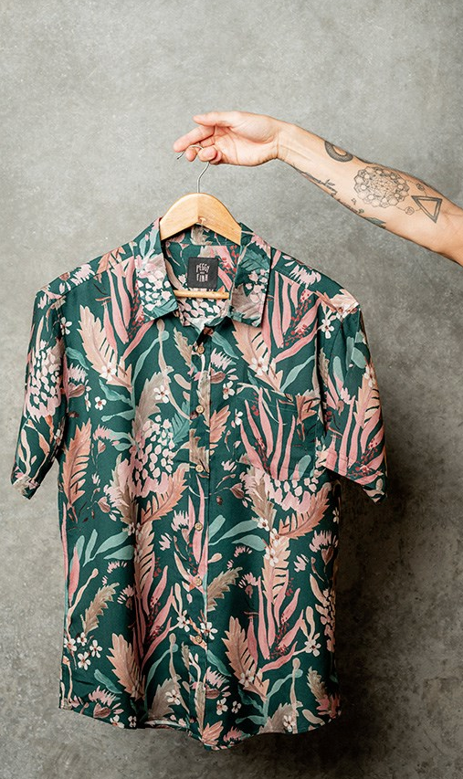 Mens Teal Blooms Short Sleeve - Peggy and Finn