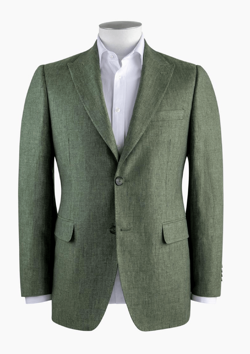 Lyon Olive Green Linen Jacket - Harrys for Menswear