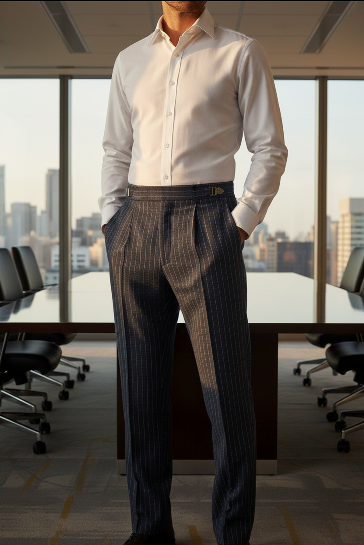 Banbury FCW258 Limited Edition Navy Chalk Pinstripe Wool Trouser