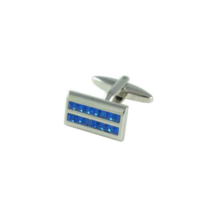Sapphire Crystal Rhodium Plated Rectangle Cufflinks