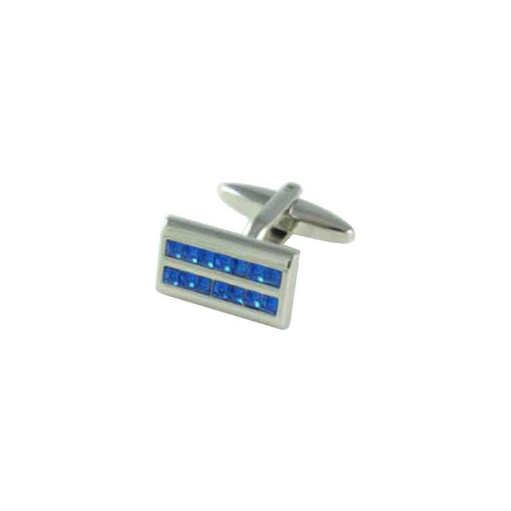 Sapphire Crystal Rhodium Plated Rectangle Cufflinks
