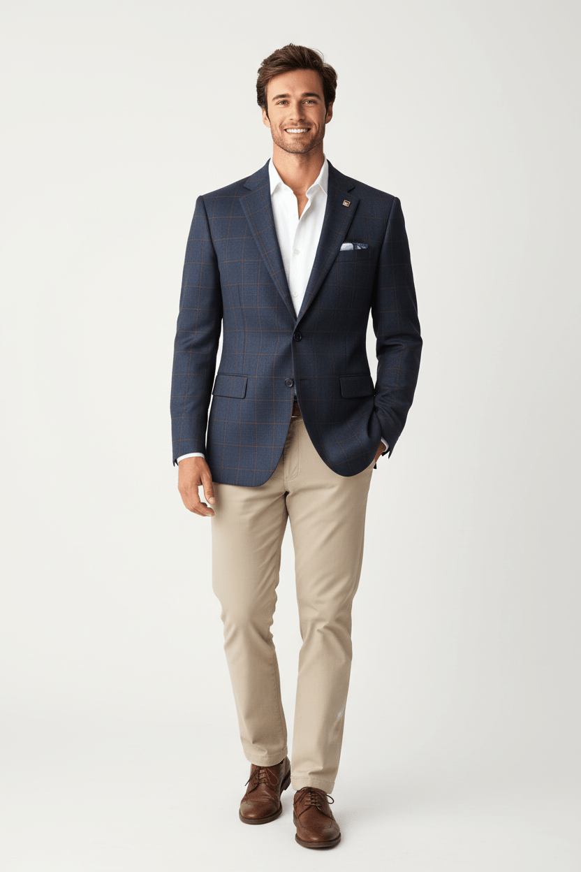 BW6 Brown Windowpane Sports Coat - Savile Row Abram Blazer - Harrys for Menswear