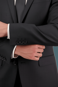 D9 Black Travel Jacket - Sleeve Button Detail