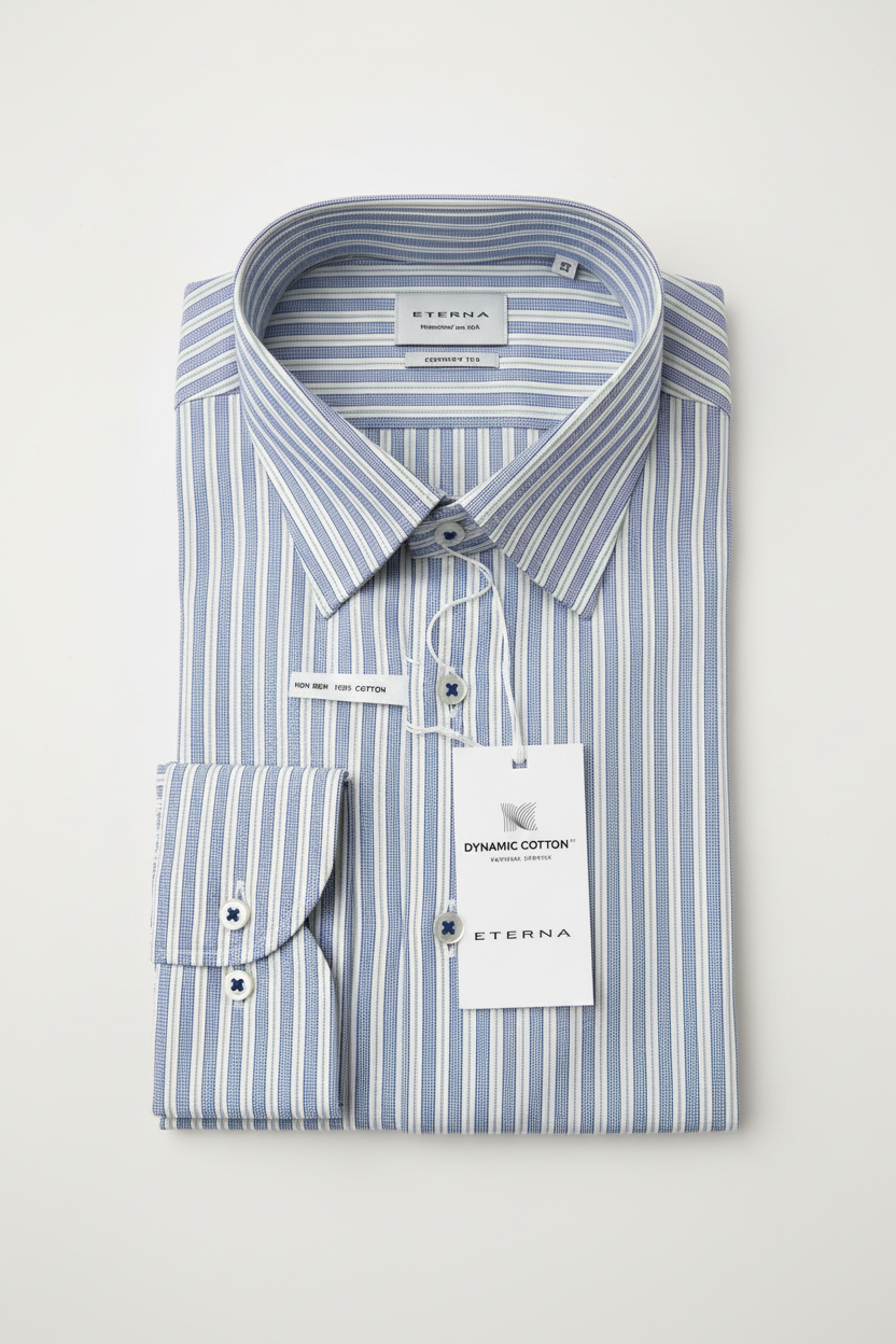 Eterna Comfort Fit Stripe Flat Lay