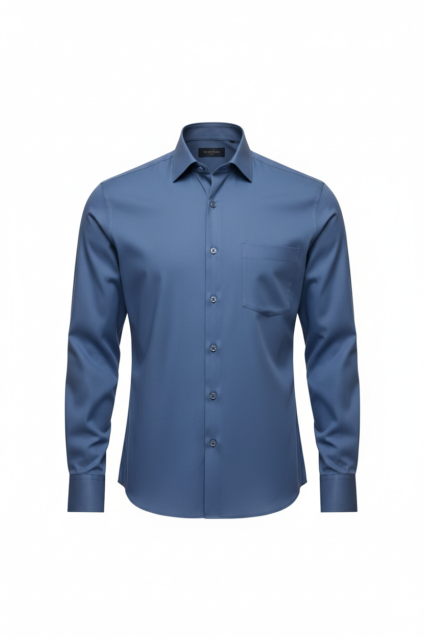 Hardy Amies Airforce Blue Plain Business Shirt — Slim Fit