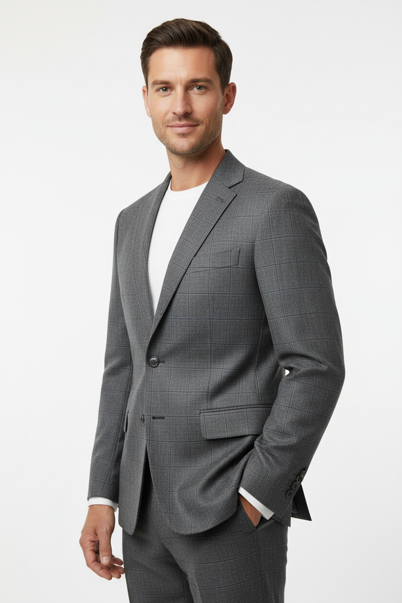 M4 Grey Checkered Suit Jacket - Savile Row