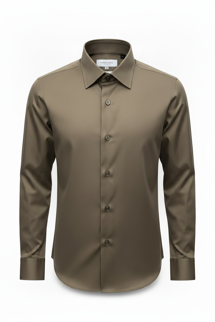 Hardy Amies Chocolate Plain Business Shirt — Slim Fit
