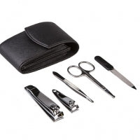 5pc Stainless Steel Manicure Set In Saffiano Pu Travel Pouch