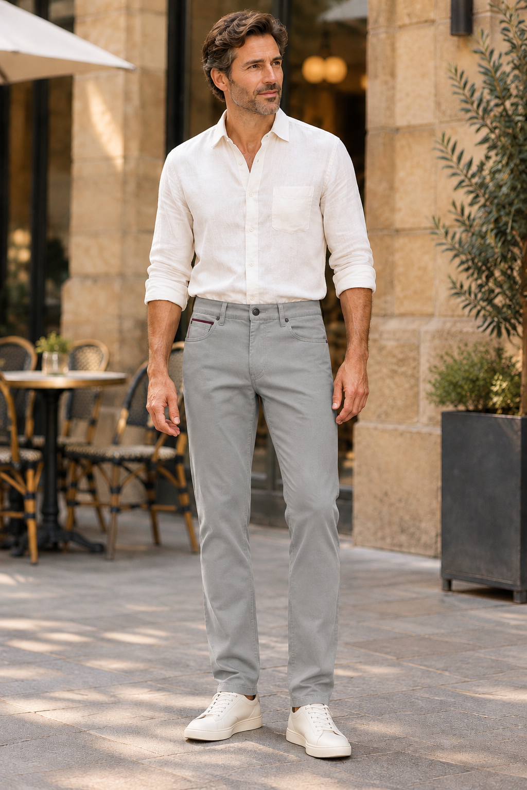 Meyer Washed Tan chinos lifestyle image