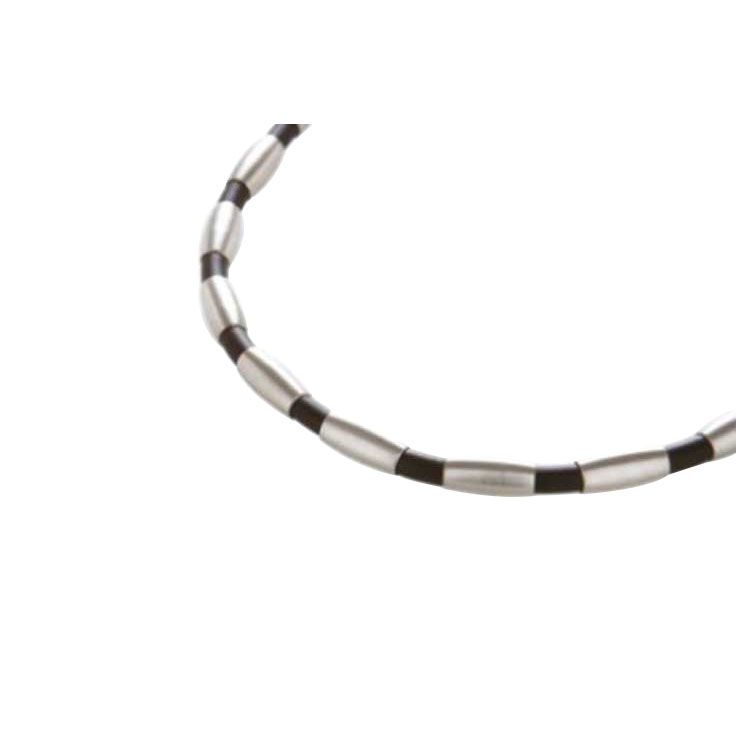 Brushed Stainless Steel Bead & Rubber Chain