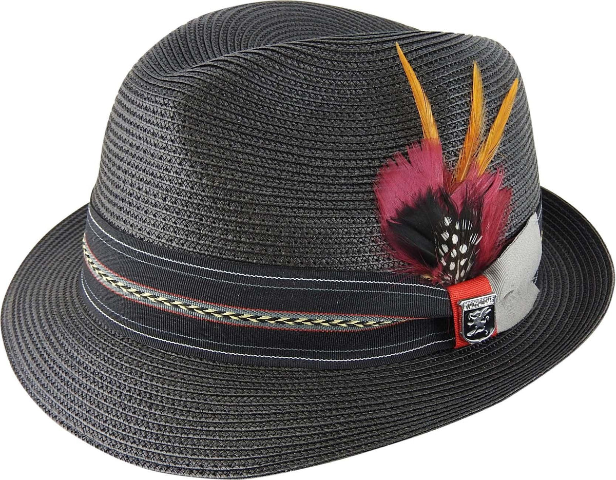 Trilby - 21614  https://harrysformenswear.com.au/products/trilby-21783  POLYBRAID TRILBY w GROSGRAIN FEATHER BAND A quality finishes to your look this season, this Avenel trilby hat will start the conversation. A poly braid body featuring a grosgrain band finished with a feather trio. This summer hat style with its classic shape and fun finishes is made for almost every outing and look. Th…