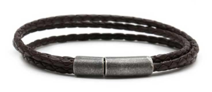 Mens Brown Plaited Leather Bracelet Antique 630-61 - Harrys for Menswear