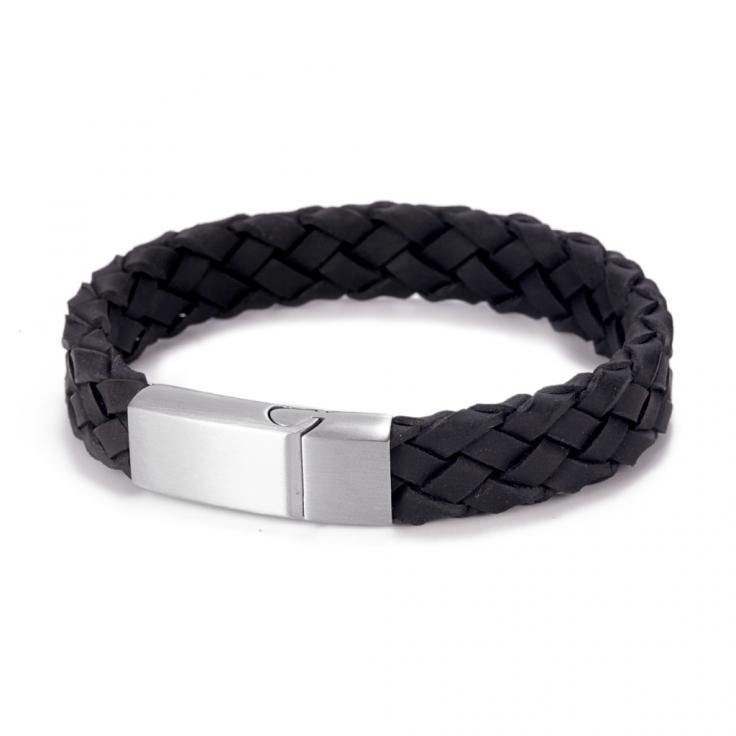 Leather Bracelet-Black- 630-85 - Harrys for Menswear