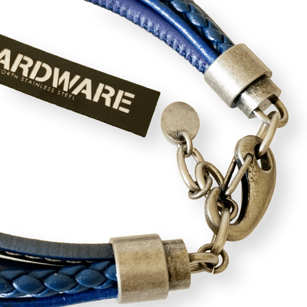 Leather Bracelet-Blue-630-90 - Harrys for Menswear
