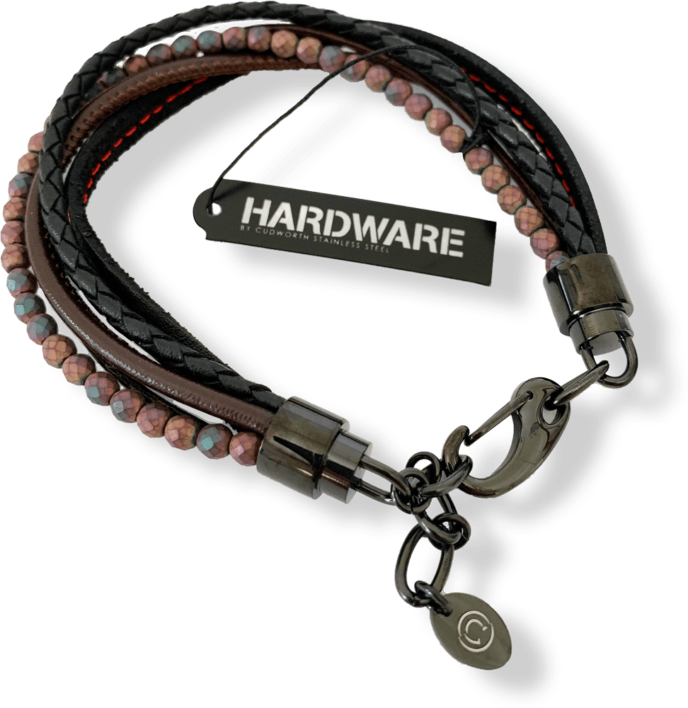 Leather Bracelet-beaded- 630-97 - Harrys for Menswear