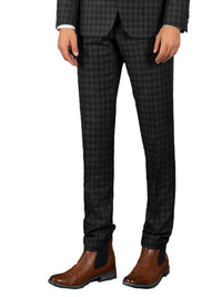 FT9-Navy Check Slim Fit Jesse Trouser - Harrys for Menswear