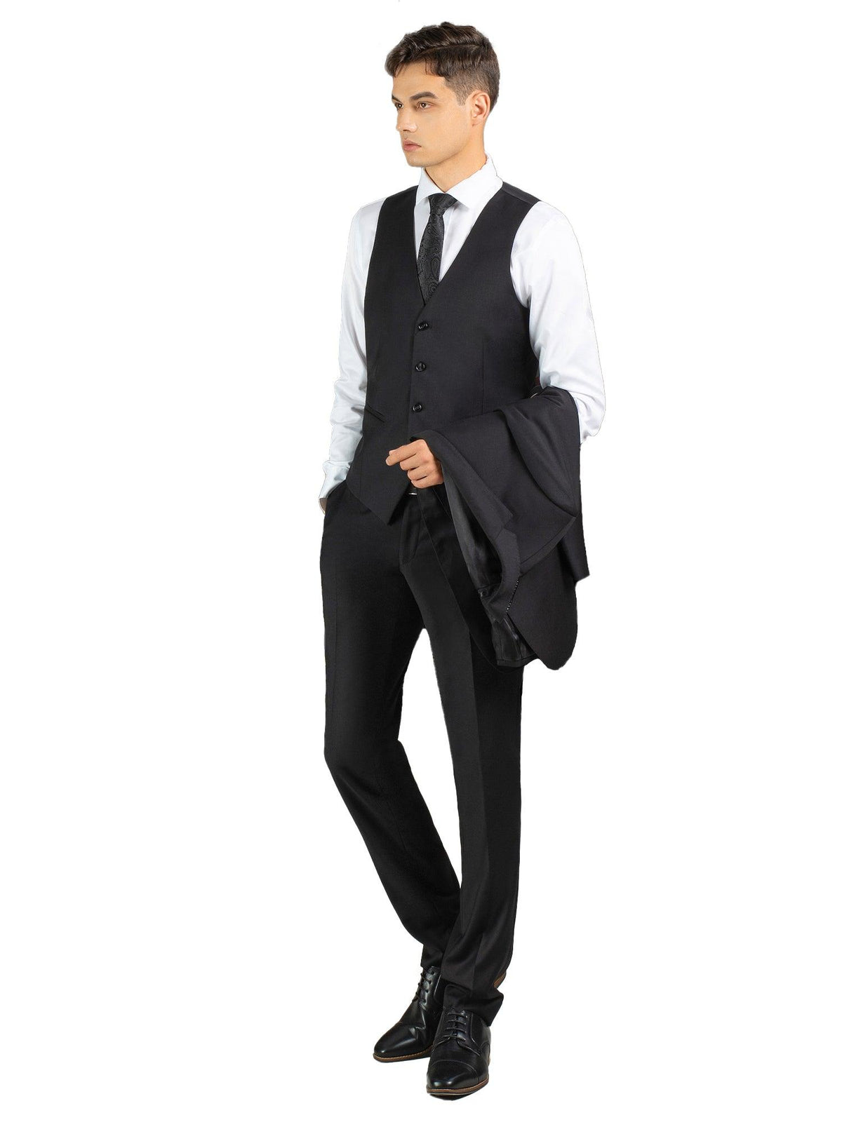 E9-Black Saul Vest - Harrys for Menswear