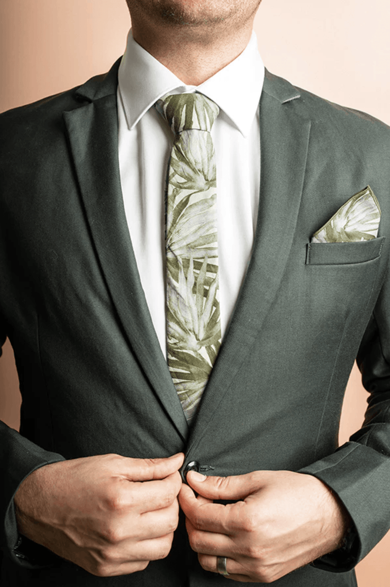 Fan Palm Sage Tie - Harrys for Menswear