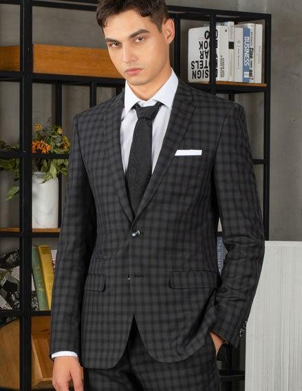 FT10-Grey Check Slim Fit Jesse Trouser - Harrys for Menswear