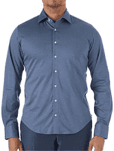 Studio Italia Slim Fit Jarvis Knit Long Sleeve Shirt - Blue - Harrys for Menswear